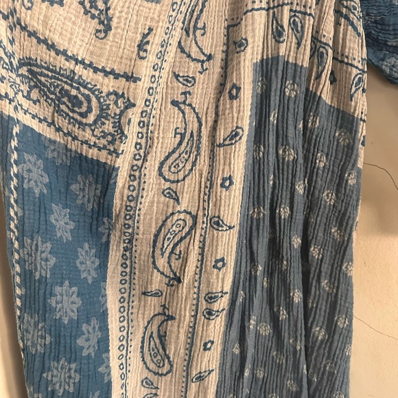 Anthropologie Blue Gauze Maxi Dress Boho Coastal Festival - One Size - Picture 7 of 8